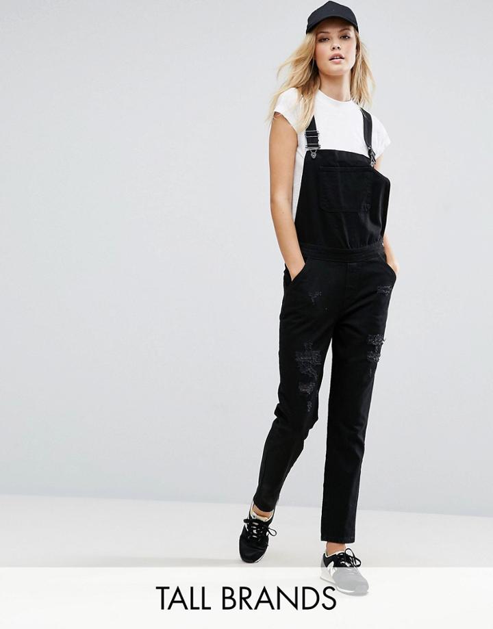 Kubban Tall Distressed Overalls - Black