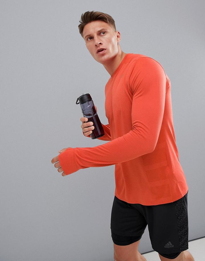 Adidas Running Supernova Long Sleeved Top In Orange Cz8725 - Orange