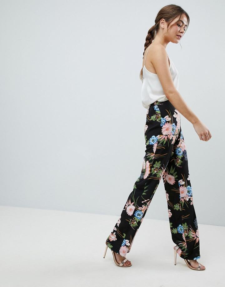 Boohoo Premium Floral Print Wide Leg Pants - Multi