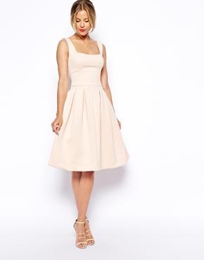 Asos Debutant Full Midi Dress - Nude