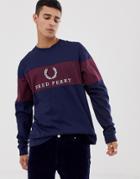 Fred Perry Sports Authentic Contrast Panel Sweatshirt In Navy - Navy