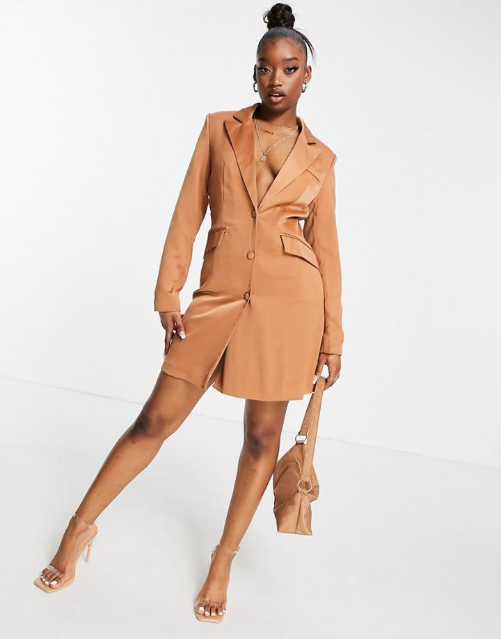 Unique21 Blazer Dress In Taupe-neutral