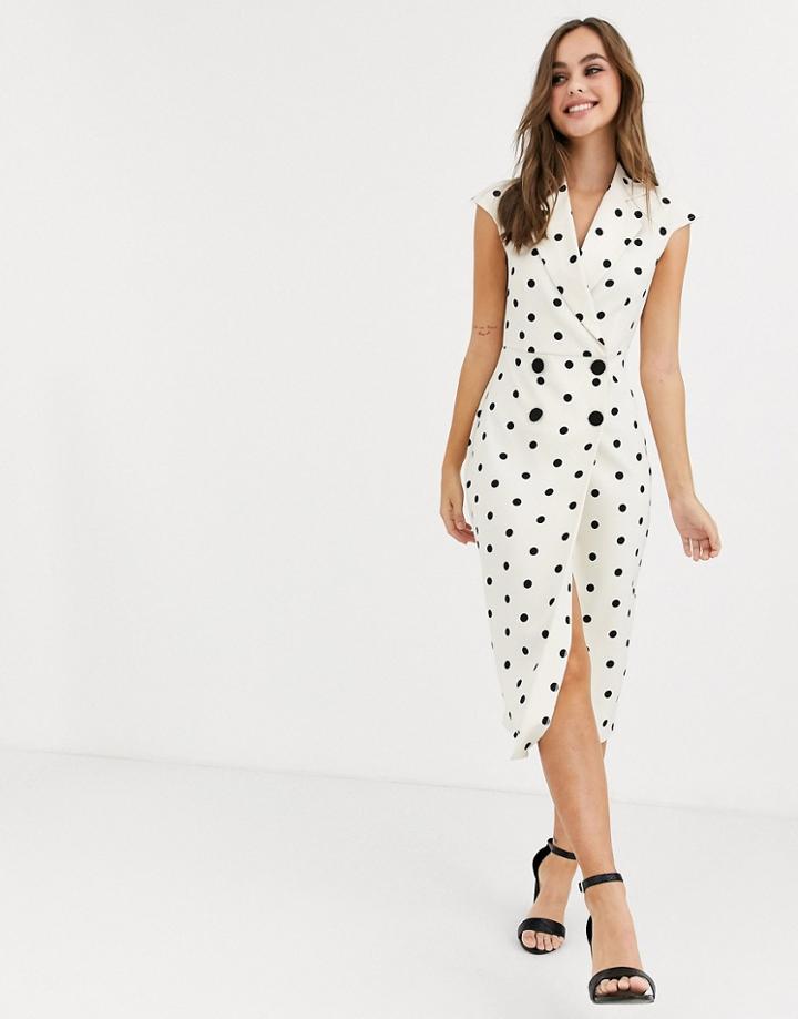 Asos Design Wrap Midi Dress In Spot