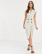 Asos Design Wrap Midi Dress In Spot