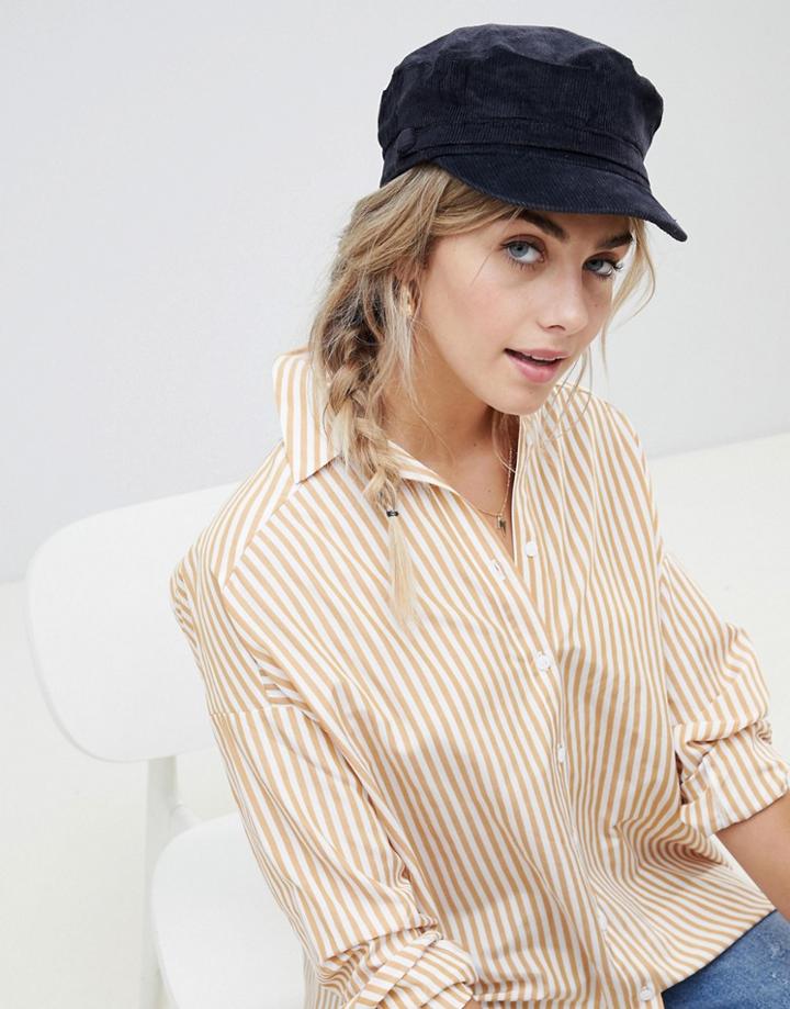 New Look Cord Bakerboy Hat - Black