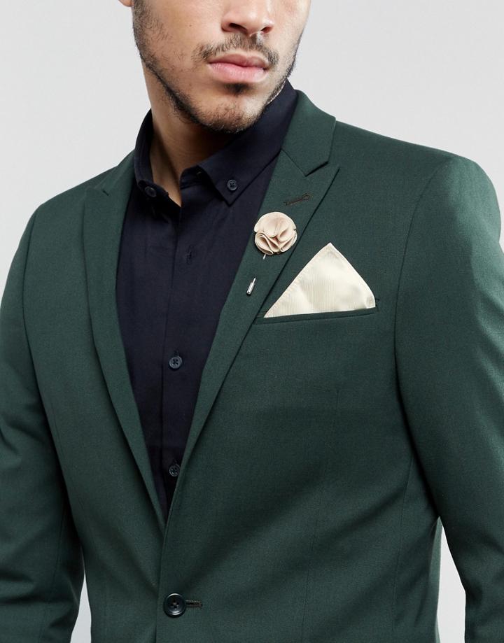 Gianni Feraud Cream Pocket Square And Pin - Cream