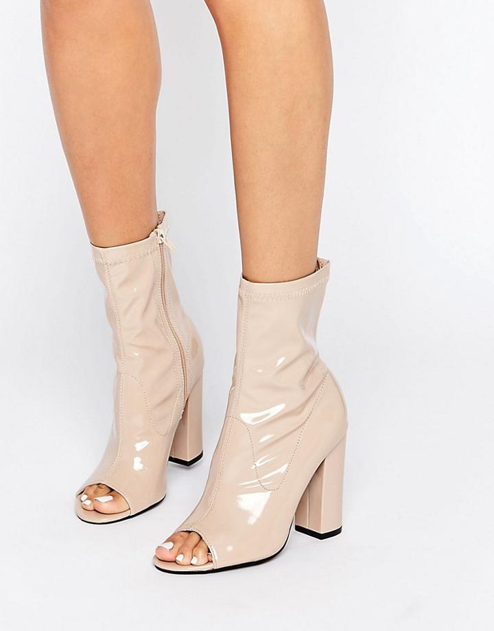 Truffle Peep Toe Boots - Beige