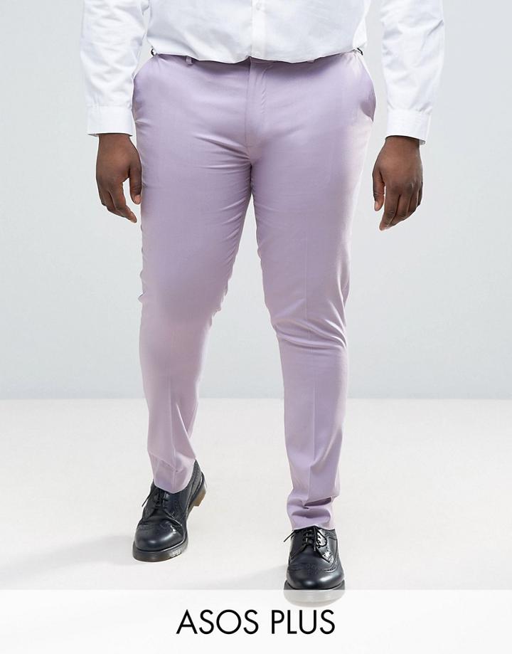 Asos Plus Super Skinny Smart Pants In Light Purple - Purple