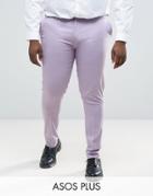 Asos Plus Super Skinny Smart Pants In Light Purple - Purple