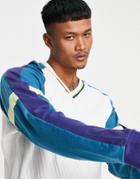 Asos Design Oversized Long Sleeve T-shirt With Contrast Sleeves And V Neck-white