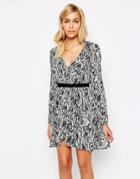 Madam Rage Smock Dress In Mono Print