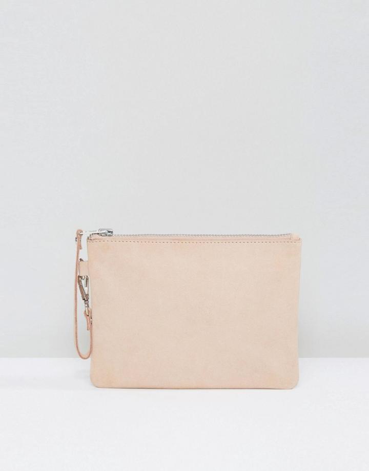 Selected Femme Laura Small Suede Clutch - Pink