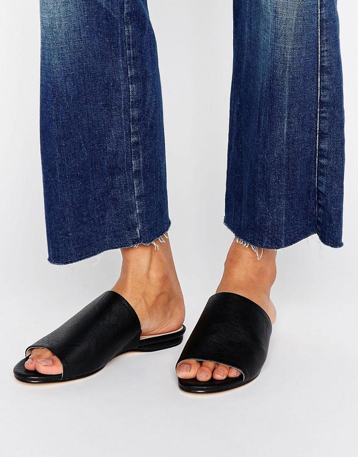 London Rebel Flat Mule Sandal - Black