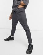 Asos Design High Waisted Cigarette Chino Pants In Charcoal-grey