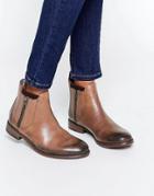 Hudson London Brown Leather Algoma Ankle Boot - Silver
