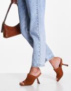 Asos Design Nickle Knitted Heeled Mules In Tan-brown