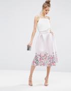 Asos Scuba Prom Skirt With Floral Border Print - Multi
