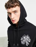 Asos Design Oversized Hoodie With Multiplacement Floral Print In Black - Part Of A Set