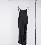 Naanaa Plus High Neck Satin Dress In Black