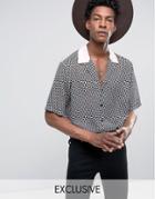 Reclaimed Vintage Inspired Shirt In Black With Revere Collar In Reg Fit - Black