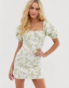 & Other Stories Puff Sleeve Mini Dress In Vintage Floral Print-multi
