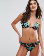South Beach Tropical Plant Print Triangle Bikini Set - Multi