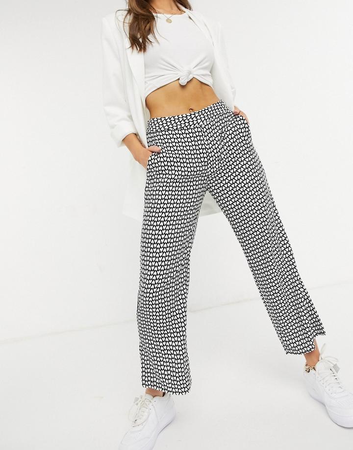 Closet London Flared Tailored Pants In Micro Heart Print-black