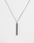 Asos Design Curb Necklace With Roman Numeral Bar Pendant In Silver Tone