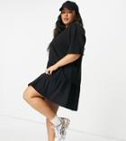 Asos Design Curve Oversized T-shirt Dress With Frill Hem In Black