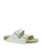 Birkenstock Arizona White Leather Two Strap Sandals - White