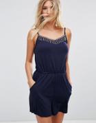 Valley Of The Dolls Aliso Fringe Romper - Navy