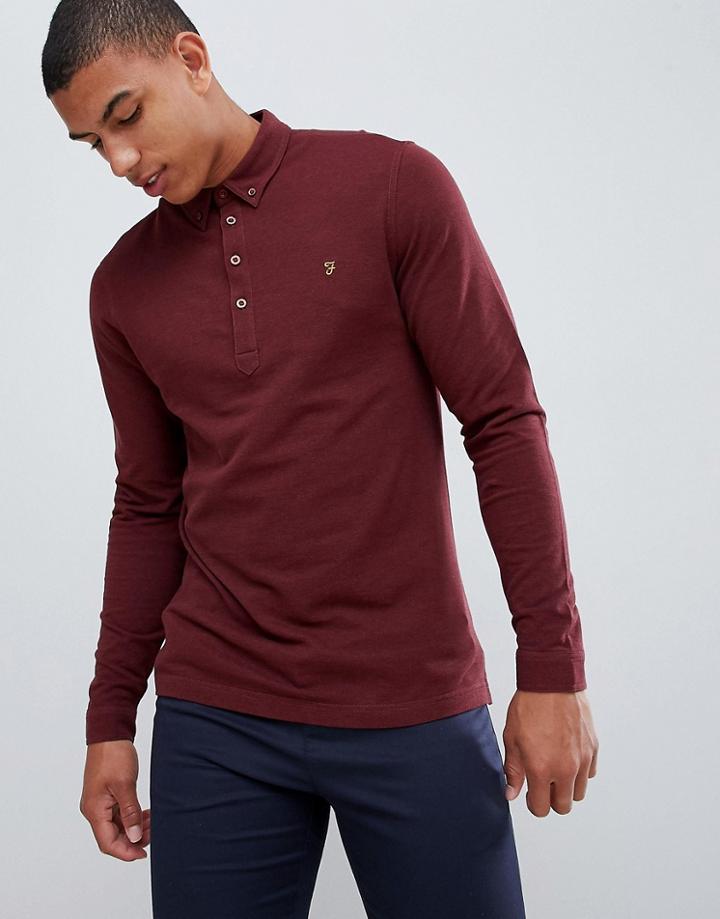 Farah Merriweather Long Sleeve Polo In Red