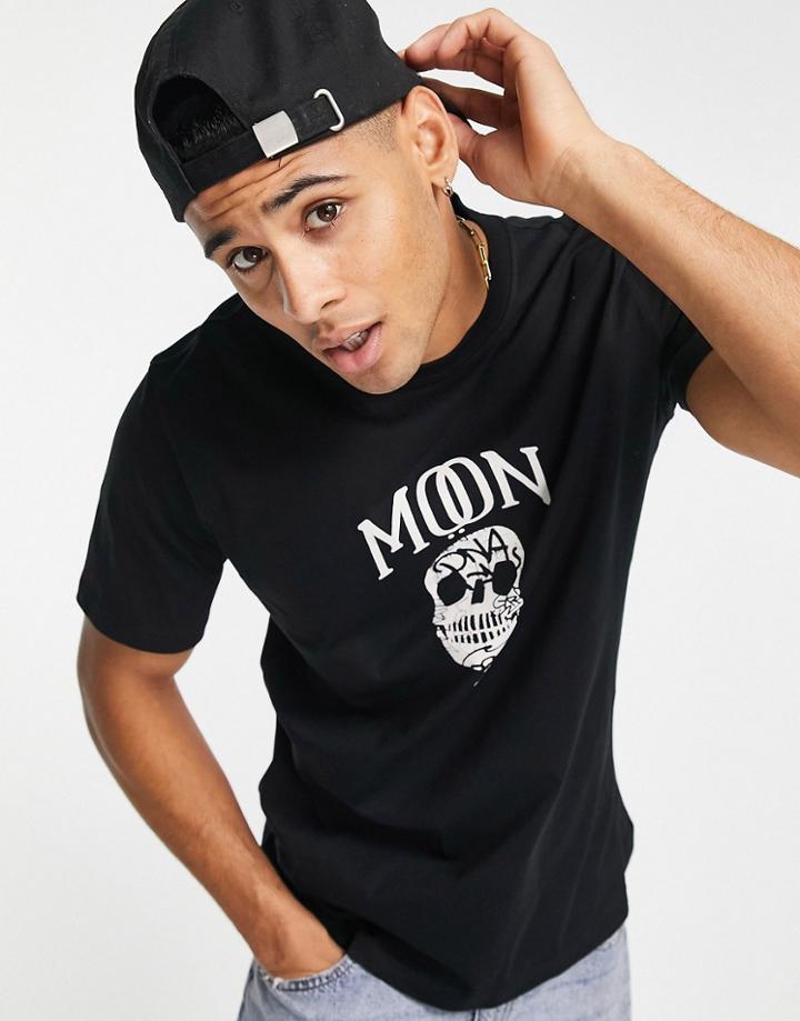 Ps Paul Smith Moon Print T-shirt In Black
