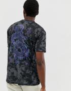 Asos Design Relaxed T-shirt With Tie Dye Effect And Back Dragon Print-black