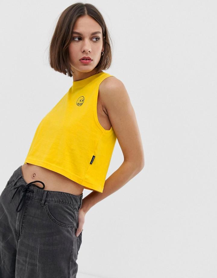 Cheap Monday Organic Cotton Cropped Tank With Skull Print - Yellow
