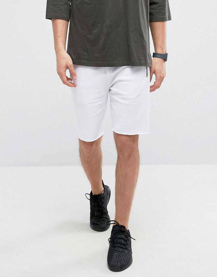Asos Skinny Jersey Shorts With Zips In White - White