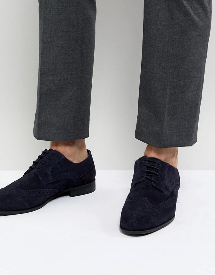 Kg By Kurt Geiger Brogues In Navy Suede-blue