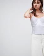 Asos White Silk Cami Top With Raw Edge Detail - Gray