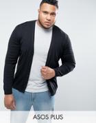 Asos Plus Cotton Cardigan In Black - Black