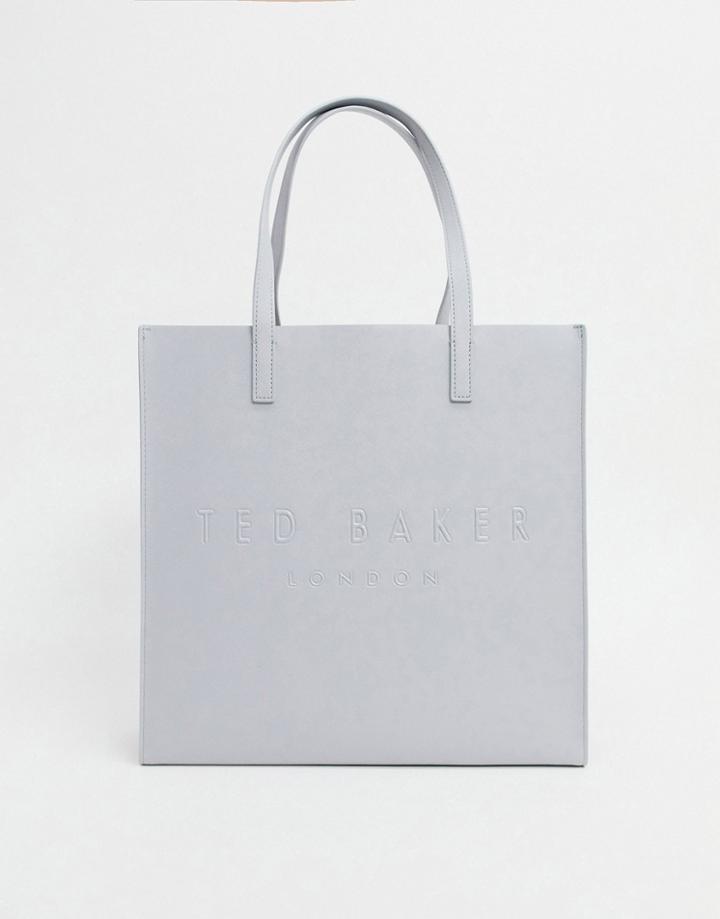 Ted Baker Soocon Crosshatch Large Icon Bag In Gray-grey