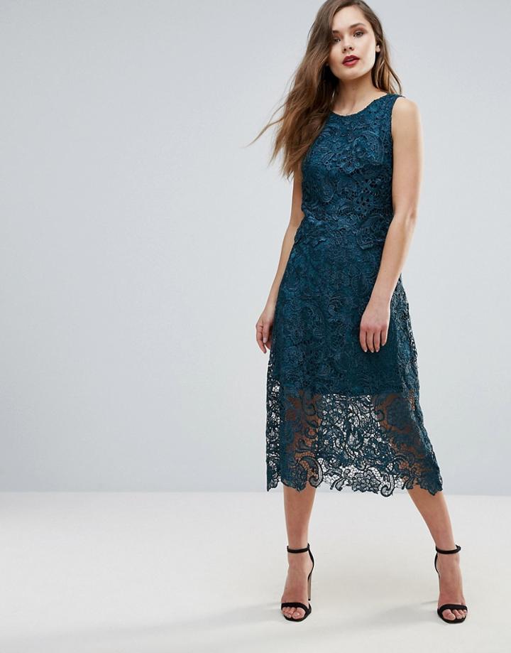 Ax Paris Lace Midi Dress - Green