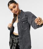 Missguided Petite Oversized Shirt In Washed Black