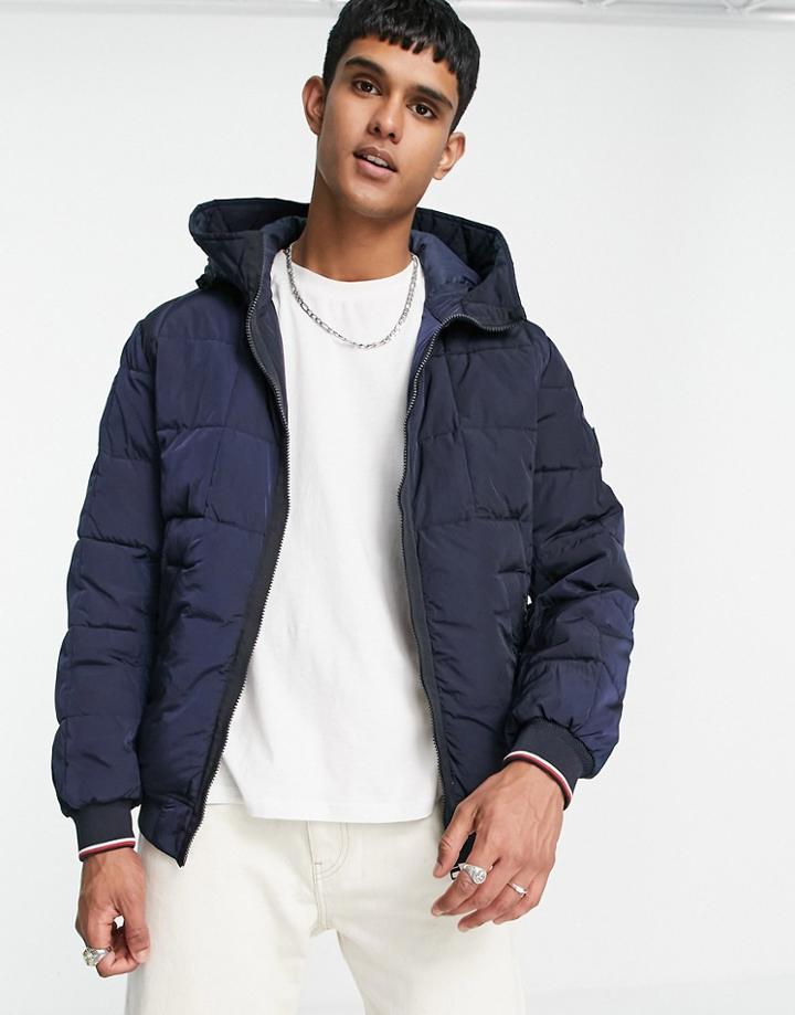 Tommy Hilfiger Rope Dye Hooded Bomber Jacket-navy
