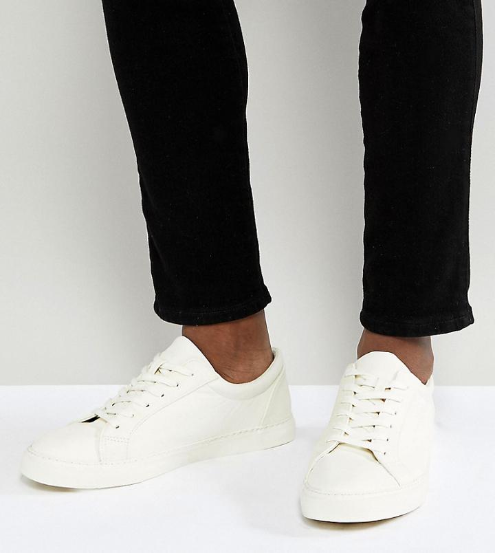 Asos Design Wide Fit Vegan Sneakers In White - White