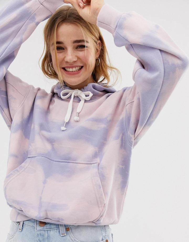 Bershka Hoodie In Tie Dye - Blue