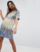 Asos Tie-dye T-shirt Dress In All-over Sequin - Multi