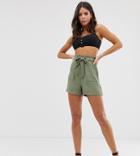 New Look Tall Twill Short In Khaki-green