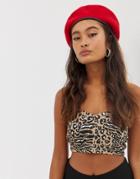 Sacred Hawk Bandeau In Leopard Print Two-piece - Stone