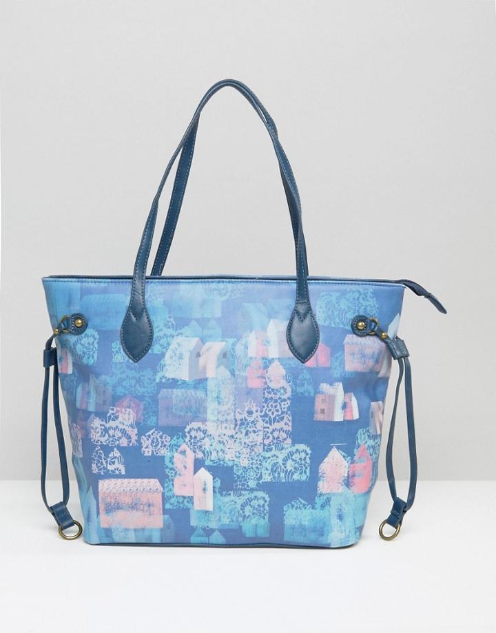 Lavand Printed Shopper Bag - Blue
