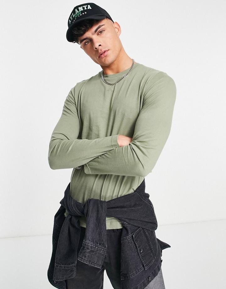 Brave Soul Long Sleeve Top In Dusty Green